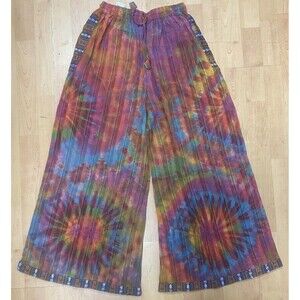 Boho Elastic Waist Drawstring Hippie Women’s Medium/Large Festival Tie Dye Pants